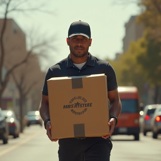 Courier delivering a Timeless Edge package